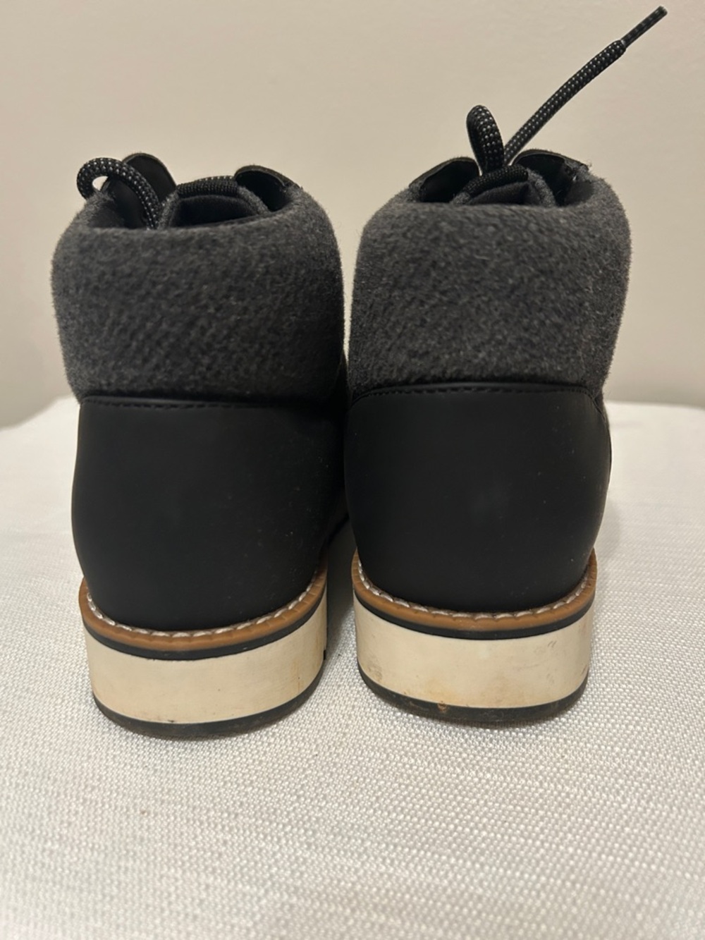 Sonoma Black Ankle Boot with Gray Collar and White Lug Sole - Picture 3 of 9